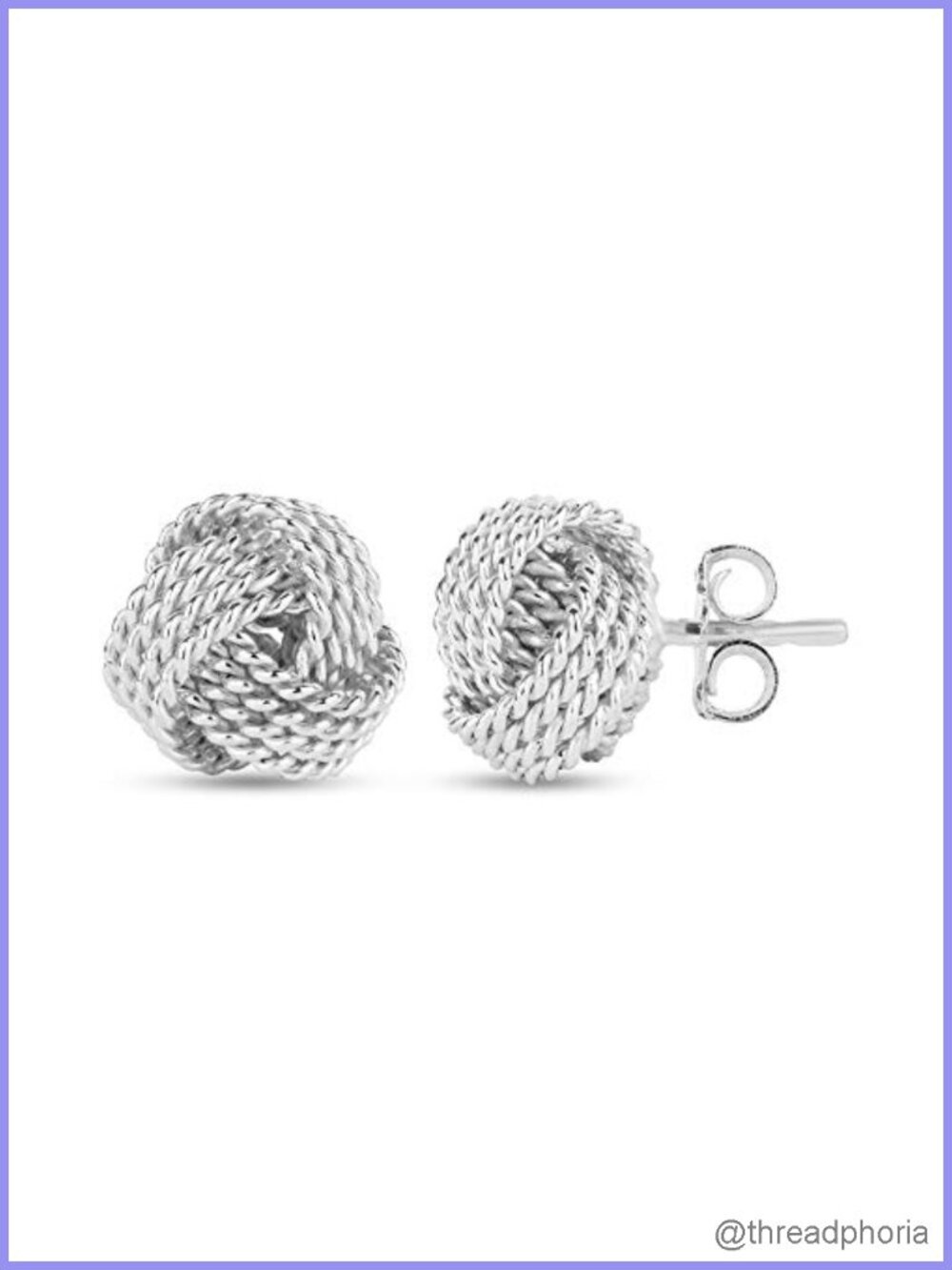 Sterling Silver Love Knot Stud Earrings Lightweight Italian Design Twisted